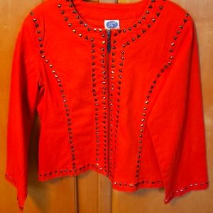 Diane Gilman red denim Jacket medium